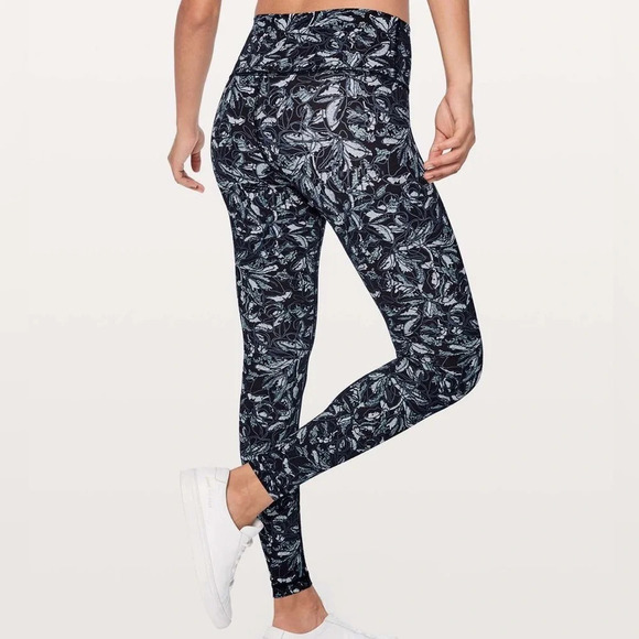 lululemon athletica Pants - Lululemon Wunder Under High Rise Leggings Multicolored Blue Floral Size 4